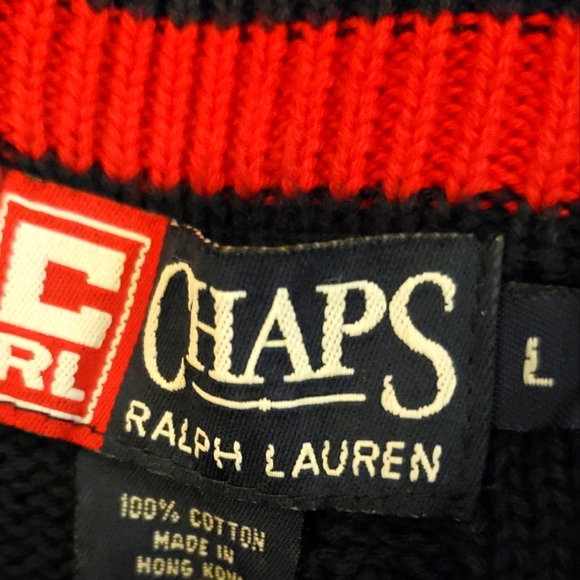 Chaps Ralph Lauren Sweater Navy Blue Sz-L - Picture 5 of 10